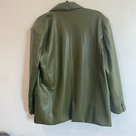BLANK NYC | Dark Green Oversized One Button Faux Leather Blazer - Picture 8 of 8